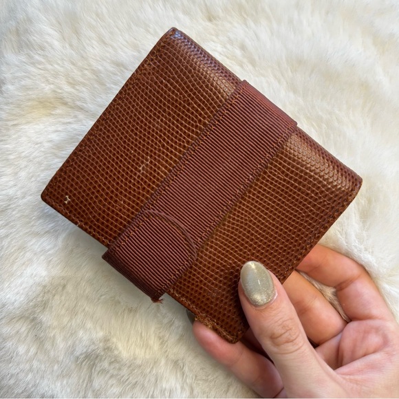 Salvatore Ferragamo Vintage Brown Lizard Embossed Leather Wallet - Picture 5 of 17